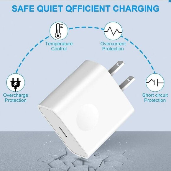 iPhone Charging Bundle: 18W Type C &  USB A Chargers, C to C & 8-Pin 3' Cables - Picture 2 of 8